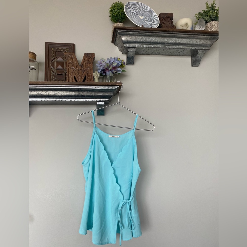 Dainty scalloped baby blue tank